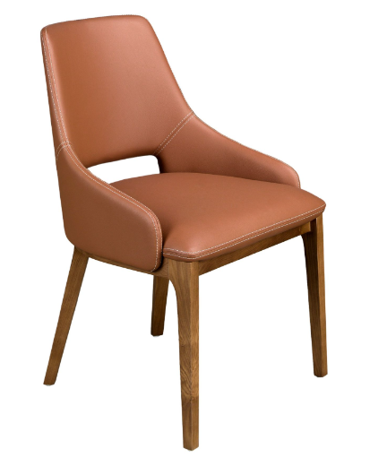 Silla de comedor moderna tapizada en polipiel marrón