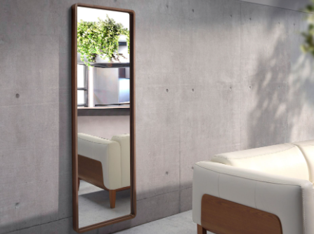 Espejo de pared rectangular en nogal natural
