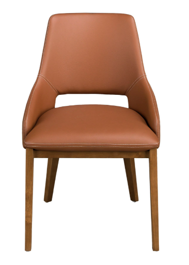 Silla de comedor moderna tapizada en polipiel marrón