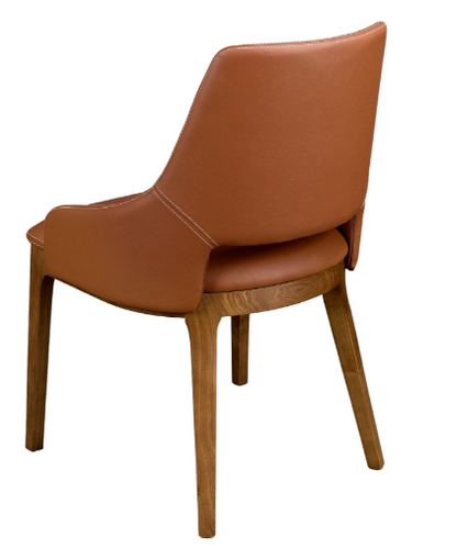 Silla de comedor moderna tapizada en polipiel marrón