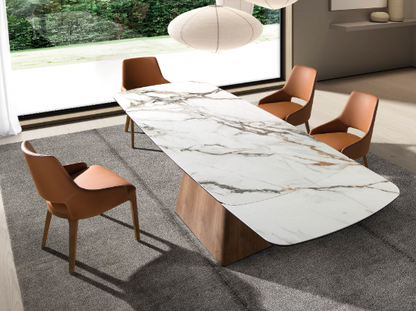Silla de comedor moderna tapizada en polipiel marrón