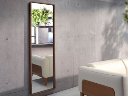 Espejo de pared rectangular en nogal natural