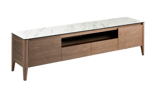 Mueble TV moderno en nogal y efecto mármol