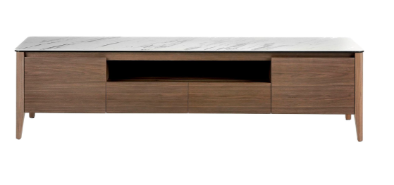 Mueble TV moderno en nogal y efecto mármol