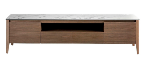 Mueble TV moderno en nogal y efecto mármol